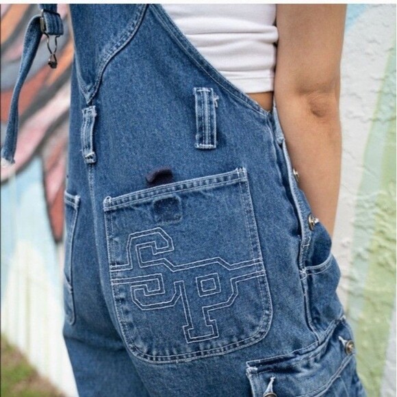 Southpole Vintage Denim Shorts Overalls Size Small Y2K Street Wear - Picture 3 of 12